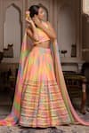 Buy_Pomcha Jaipur_Multi Color Georgette Sequins, Zari Round Radha Multicolor Leheriya Lehenga Set _Online_at_Aza_Fashions