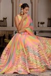 Shop_Pomcha Jaipur_Multi Color Georgette Sequins, Zari Round Radha Multicolor Leheriya Lehenga Set _Online_at_Aza_Fashions