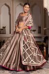 Buy_Pomcha Jaipur_Gold Taffeta, Silk, Net Gota Patti, Tassels Round Neck Lehenga Set _Online_at_Aza_Fashions