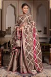 Pomcha Jaipur_Gold Taffeta, Silk, Net Gota Patti, Tassels Round Neck Lehenga Set _at_Aza_Fashions