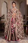Buy_Pomcha Jaipur_Gold Taffeta, Silk, Net Gota Patti, Tassels Round Neck Lehenga Set _at_Aza_Fashions
