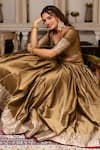 Buy_Pomcha Jaipur_Gold Taffeta, Silk, Net Gota Patti Round Neck Lehenga Set 