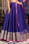 Buy_Pomcha Jaipur_Blue Taffeta, Silk, Net Gota Patti Halter Neck Lehenga Set _Online_at_Aza_Fashions