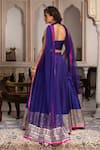 Shop_Pomcha Jaipur_Blue Taffeta, Silk, Net Gota Patti Halter Neck Lehenga Set _at_Aza_Fashions