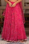 Buy_Pomcha Jaipur_Pink Georgette Sequins, Mirrors Square Neck Bandhej Lehenga Set _Online_at_Aza_Fashions