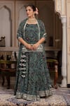 Buy_Pomcha Jaipur_Green Georgette Gota Patti, Tassels Square Neck Bandhej Skirt Set _at_Aza_Fashions