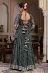 Shop_Pomcha Jaipur_Green Georgette Gota Patti, Tassels Square Neck Bandhej Skirt Set _at_Aza_Fashions