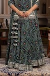 Buy_Pomcha Jaipur_Green Georgette Gota Patti, Tassels Square Neck Bandhej Skirt Set 