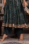Pomcha Jaipur_Green Georgette, Cotton Gota Patti, Sequins V-neck Angrakha Set _Online_at_Aza_Fashions