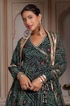 Buy_Pomcha Jaipur_Green Georgette, Cotton Gota Patti, Sequins V-neck Angrakha Set _Online_at_Aza_Fashions