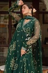 Buy_Pomcha Jaipur_Green Georgette, Cotton Sequins, Embroidery V-neck Bandhej Angrakha Set _Online_at_Aza_Fashions