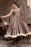 Pomcha Jaipur_Gold Taffeta, Silk, Net Gota Patti Sweetheart Neck Anarkali Set _at_Aza_Fashions