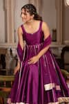 Buy_Pomcha Jaipur_Purple Taffeta, Silk, Net Gota Patti Sweetheart Neck Seerat Anarkali Set _Online_at_Aza_Fashions