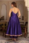 Shop_Pomcha Jaipur_Purple Taffeta, Silk, Net Embroidery Round Neck Rimjhim Anarkali Set _at_Aza_Fashions