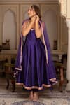 Shop_Pomcha Jaipur_Purple Taffeta, Silk, Net Embroidery Round Neck Rimjhim Anarkali Set _Online_at_Aza_Fashions