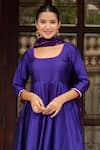Buy_Pomcha Jaipur_Purple Taffeta, Silk, Georgette Tassels, Embroidery Round Neck Anarkali Set _Online_at_Aza_Fashions