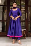 Buy_Pomcha Jaipur_Purple Taffeta, Silk, Georgette Tassels, Embroidery Round Neck Anarkali Set _at_Aza_Fashions