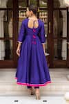 Shop_Pomcha Jaipur_Purple Taffeta, Silk, Georgette Tassels, Embroidery Round Neck Anarkali Set _at_Aza_Fashions