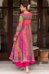 Shop_Pomcha Jaipur_Multi Color Georgette, Cotton, Silk Multicolor Bandhej Jacket With Anarkali Set _at_Aza_Fashions