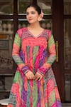 Pomcha Jaipur_Multi Color Georgette, Cotton, Silk Multicolor Bandhej Jacket With Anarkali Set _Online_at_Aza_Fashions