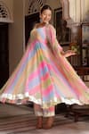 Buy_Pomcha Jaipur_Multi Color Georgette Gota Patti Sweetheart Neck Leheriya Anarkali Set _Online_at_Aza_Fashions