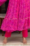 Buy_Pomcha Jaipur_Pink Georgette, Cotton Round Neck Gulaal Bandhej Anarkali Set _Online_at_Aza_Fashions
