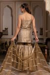Shop_Pomcha Jaipur_Gold Taffeta, Silk Gota Patti Square Neck Sharara Set _at_Aza_Fashions