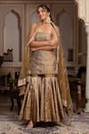 Buy_Pomcha Jaipur_Gold Taffeta, Silk Gota Patti Square Neck Sharara Set _Online_at_Aza_Fashions