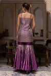 Shop_Pomcha Jaipur_Purple Taffeta, Silk Gota Patti Square Neck Seerat Sharara Set _at_Aza_Fashions