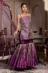 Buy_Pomcha Jaipur_Purple Taffeta, Silk Gota Patti Square Neck Seerat Sharara Set _at_Aza_Fashions