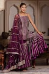 Shop_Pomcha Jaipur_Purple Taffeta, Silk Gota Patti Square Neck Seerat Sharara Set _Online_at_Aza_Fashions