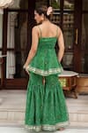 Shop_Pomcha Jaipur_Green Georgette Embroidery Sweetheart Neck Bandhej Kurta Sharara Set _at_Aza_Fashions