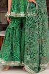Pomcha Jaipur_Green Georgette Embroidery Sweetheart Neck Bandhej Kurta Sharara Set _at_Aza_Fashions