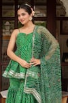 Buy_Pomcha Jaipur_Green Georgette Embroidery Sweetheart Neck Bandhej Kurta Sharara Set 