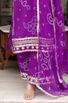 Buy_Pomcha Jaipur_Purple Georgette Gota Patti, Embroidery Round Neck Bandhej Kurta Set _Online_at_Aza_Fashions