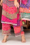 Buy_Pomcha Jaipur_Multi Color Georgette, Cotton Gota Patti Round Neck Bandhej Kurta Set _Online_at_Aza_Fashions