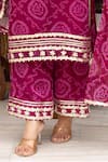 Pomcha Jaipur_Pink Georgette Embroidery Round Neck Bandhej Kurta Set _Online_at_Aza_Fashions
