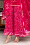 Shop_Pomcha Jaipur_Pink Georgette Embroidery Square Neck Bandhej Short Kurta Palazzo Set _Online_at_Aza_Fashions