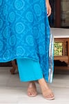 Pomcha Jaipur_Blue Georgette, Cotton V-neck Bandhej Kaftan With Pant _Online_at_Aza_Fashions