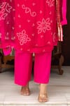 Buy_Pomcha Jaipur_Pink Georgette, Cotton Embroidery V-neck Bandhej Kaftan With Pant _Online_at_Aza_Fashions