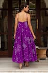Shop_Pomcha Jaipur_Purple Georgette Embroidery V-neck Bandhej Dress _at_Aza_Fashions