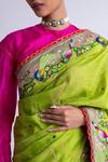 Shop_Naina Jain_Bandhani Silk Saree With Unstitched Blouse Fabric _Online_at_Aza_Fashions