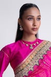Buy_Naina Jain_Bandhani Silk Saree With Unstitched Blouse Fabric _Online_at_Aza_Fashions