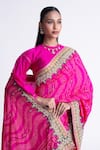 Shop_Naina Jain_Bandhani Silk Saree With Unstitched Blouse Fabric _Online_at_Aza_Fashions