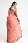 Shop_Naina Jain_Peach Bandhani Silk Pearl Work Saree With Unstitched Blouse Fabric _at_Aza_Fashions
