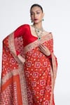 Shop_Naina Jain_Banarasi Bandhani Saree With Unstitched Blouse Fabric _Online_at_Aza_Fashions