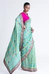 Naina Jain_Bandhani Silk Saree With Unstitched Blouse Fabric _Online_at_Aza_Fashions