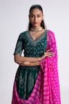 Buy_Naina Jain_Green Bandhani Lehenga Set _Online_at_Aza_Fashions