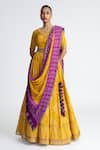 Buy_Naina Jain_Yellow Bandhani Lehenga Set _at_Aza_Fashions