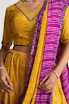 Shop_Naina Jain_Yellow Bandhani Lehenga Set _Online_at_Aza_Fashions